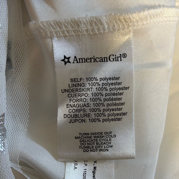 Girls white layered skirt with silver stars and silver waist band Size L - Picture 7 of 8